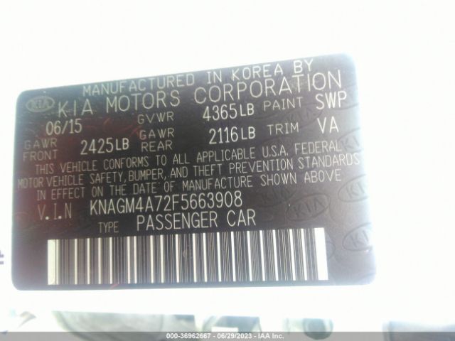 KNAGM4A72F5663908 KIA Optima Lx