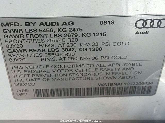 Audi Q5 Premium Plus 2018 WA1BNAFY2J2206434 Image 9