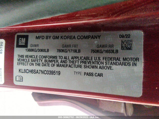 Chevrolet Spark Activ 2022 KL8CH6SA7NC039519 Image 9