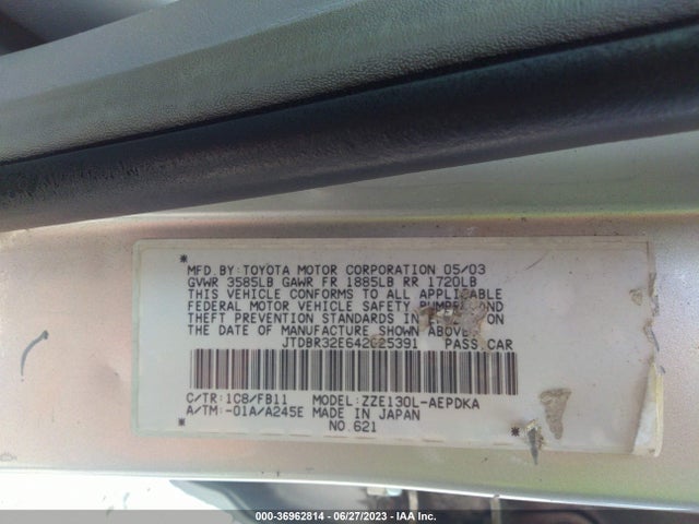 2004 TOYOTA COROLLA CE/LE VIN: JTDBR32E642025391