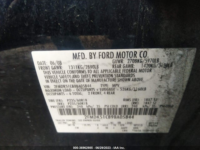2009 FORD FLEX SE VIN: 2FMDK51C89BA05844