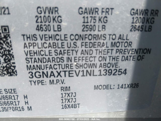 Chevrolet EQUINOX LT 2022 3GNAXTEV1NL139254 Image 15
