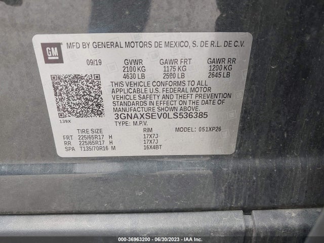 Chevrolet EQUINOX LS 2020 3GNAXSEV0LS536385 Image 9