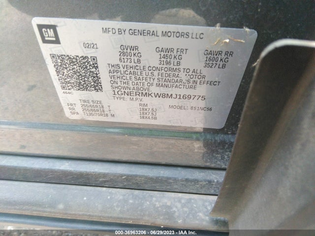 Chevrolet Traverse Lt Cloth 2021 1GNERMKW8MJ169775 Image 9