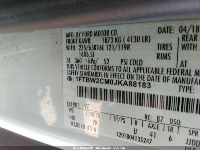 1FTBW2CM0JKA88183 Ford TRANSIT VAN