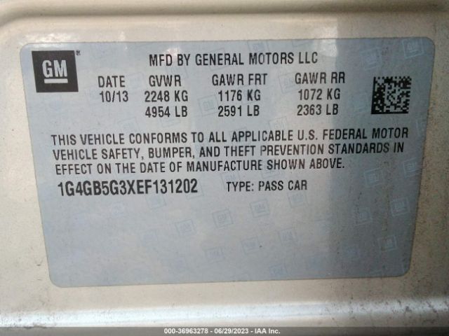 1G4GB5G3XEF131202 Buick Lacrosse Leather