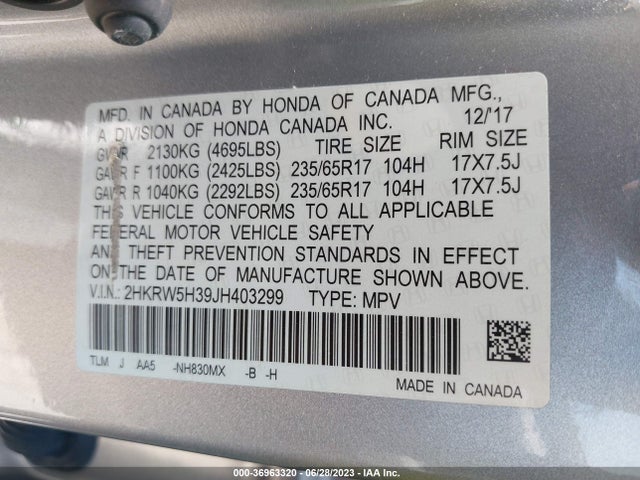 Honda CR-V LX 2018 2HKRW5H39JH403299 Image 9