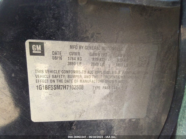 Chevrolet Cruze Premier 2017 1G1BF5SM7H7102508 Image 9