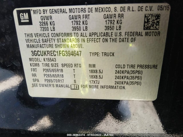 Chevrolet Silverado 1500 Lt 2015 3GCUKREC1FG394647 Image 9