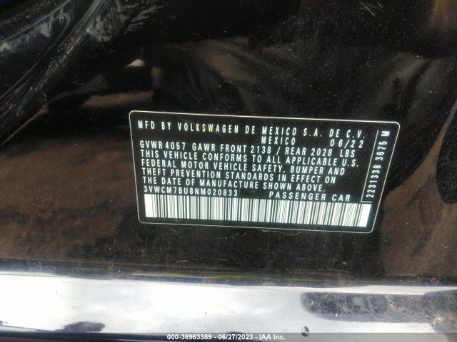 3VWCM7BU8NM020833 Volkswagen JETTA S