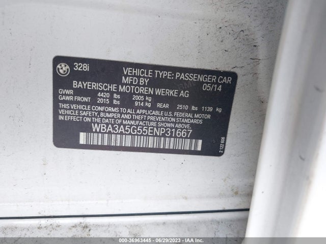 BMW 328I 2014 WBA3A5G55ENP31667 Image 9