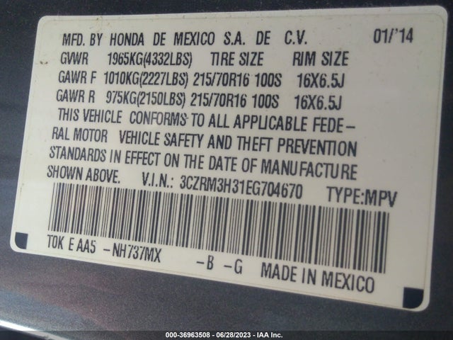Honda CR-V LX 2014 3CZRM3H31EG704670 Image 9