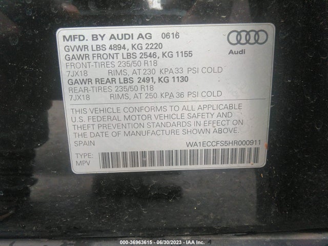 WA1ECCFS5HR000911 Audi Q3 PREMIUM