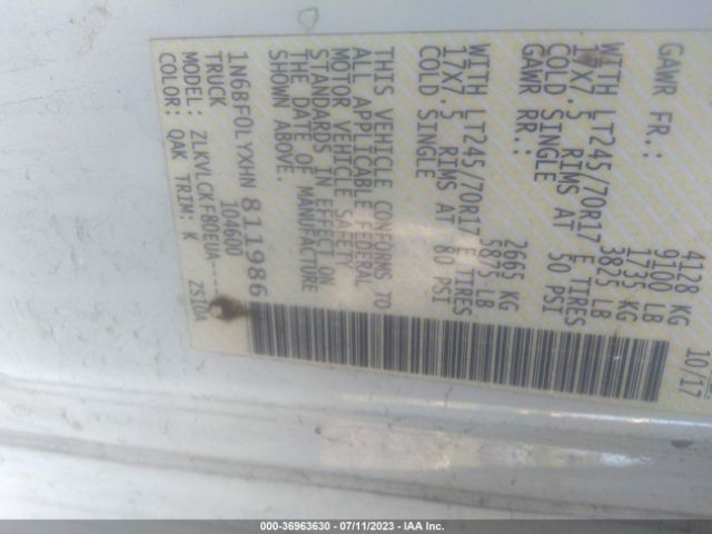 1N6BF0LYXHN811986 Nissan Nv Cargo S