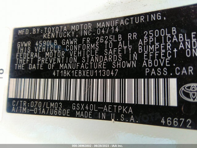 Toyota AVALON LIMITED 2014 4T1BK1EBXEU113047 Image 16