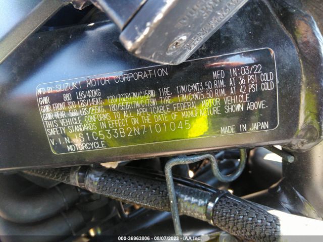 2022 SUZUKI GSX-S750 JS1C533B2N7101045 Photo 9