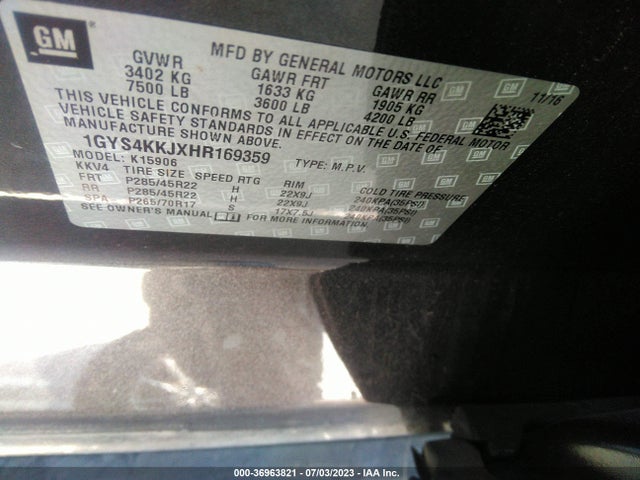 1GYS4KKJXHR169359 Cadillac Escalade Esv Platinum