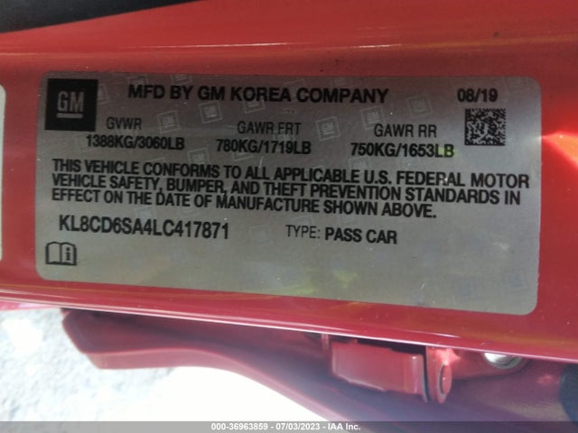 Chevrolet Spark Lt 2020 KL8CD6SA4LC417871 Image 9
