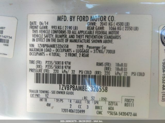 1ZVBP8AM8E5326558 Ford Mustang V6