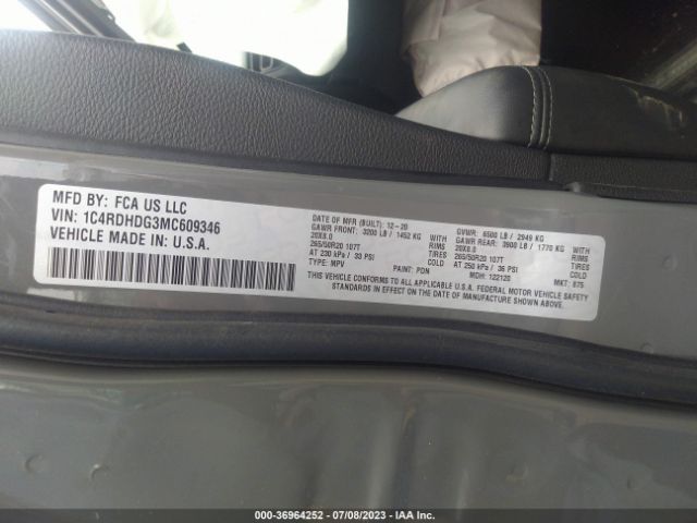 1C4RDHDG3MC609346 Dodge Durango Gt Plus