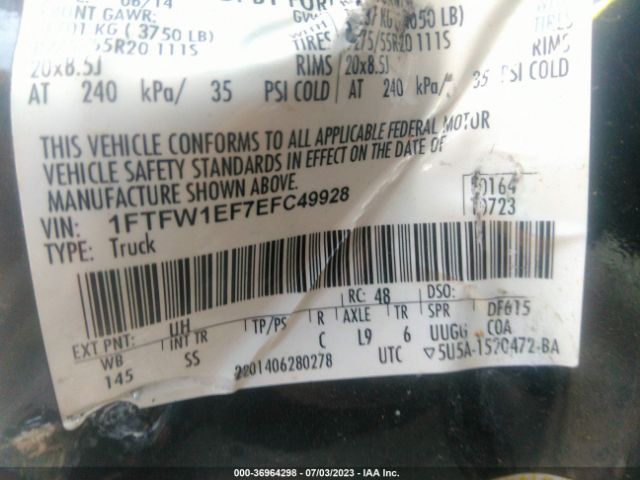 1FTFW1EF7EFC49928 Ford F-150 Xl/xlt/stx/fx4/lariat
