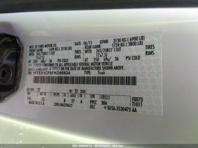1FTEX1CF6FKD95824 Ford F-150 Xl/lariat/xlt