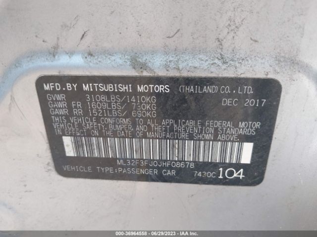 ML32F3FJ0JHF08678 Mitsubishi Mirage G4 Es