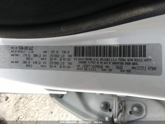 1C6SRFFT1KN709164 RAM 1500 Big Horn/lone Star