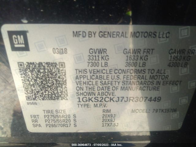 1GKS2CKJ7JR307449 GMC YUKON DENALI