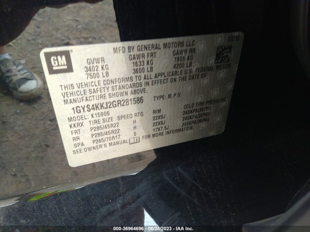 1GYS4KKJ2GR281586 Cadillac Escalade Esv Platinum