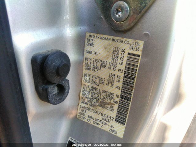 1N6BD0CT5GN765332 Nissan Frontier S/sv