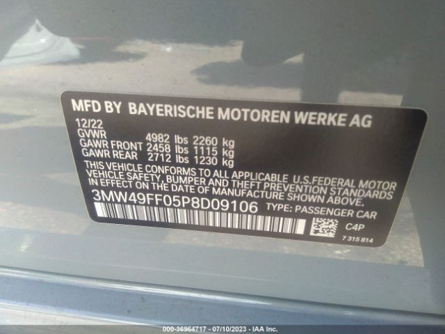 3MW49FF05P8D09106 BMW 3 Series M340i Xdrive