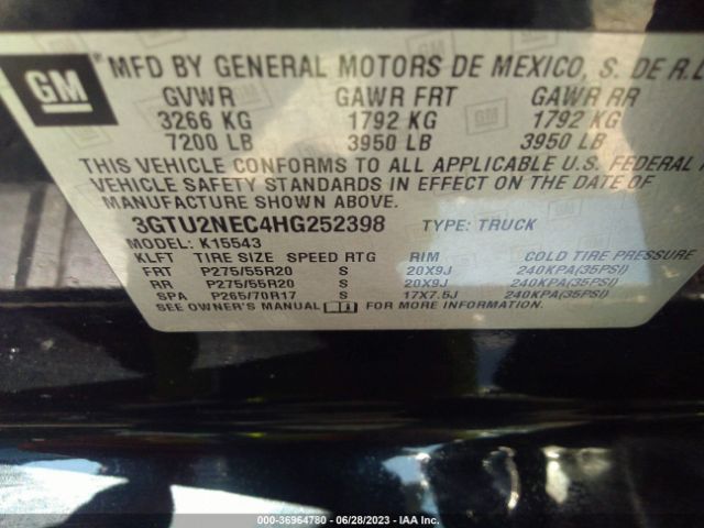 3GTU2NEC4HG252398 GMC Sierra 1500 Slt