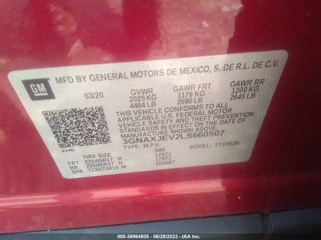 Chevrolet EQUINOX LT 2020 3GNAXJEV2LS660507 Image 9