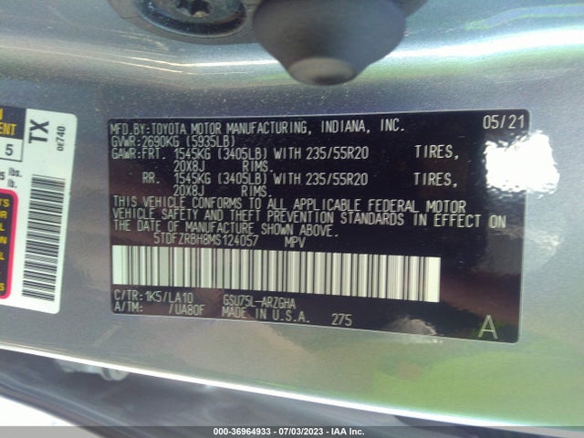 Toyota Highlander Platinum 2021 5TDFZRBH8MS124057 Image 15