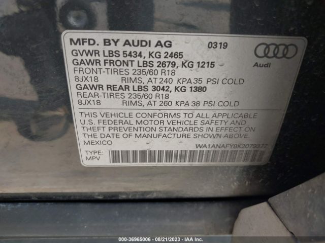 2019 AUDI Q5 WA1ANAFY8K2079377 Photo 8