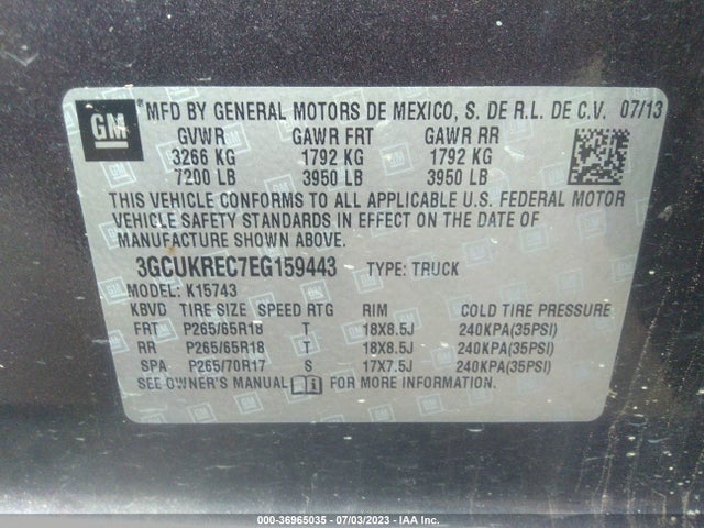 Chevrolet Silverado 1500 2lt 2014 3GCUKREC7EG159443 Image 9