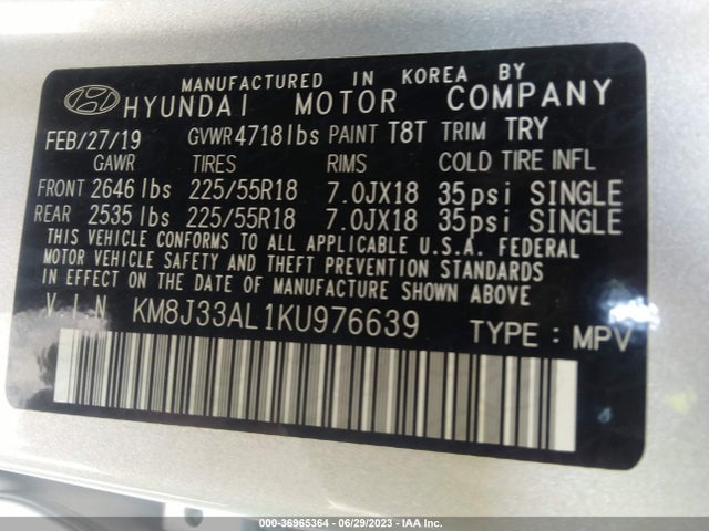 Hyundai Tucson Ultimate 2019 KM8J33AL1KU976639 Image 9