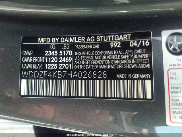 2017 MERCEDES-BENZ E-CLASS E 300 VIN: WDDZF4KB7HA026828