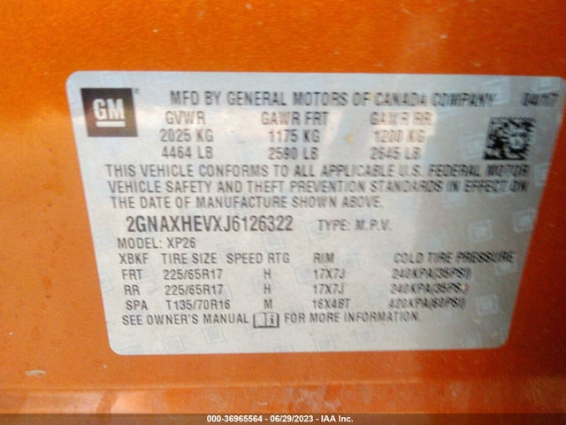 Chevrolet EQUINOX LS 2018 2GNAXHEVXJ6126322 Image 9