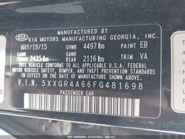5XXGR4A66FG481698 KIA Optima Sxl Turbo