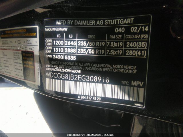 WDCGG8JB2EG308918 Mercedes-Benz Glk-class Glk 350