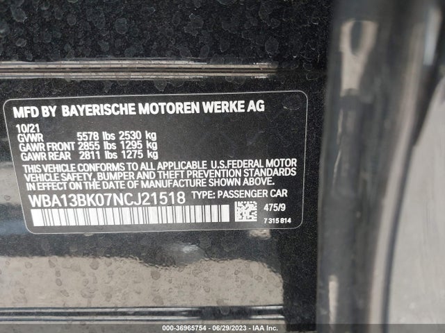 WBA13BK07NCJ21518 BMW 5 Series M550i Xdrive