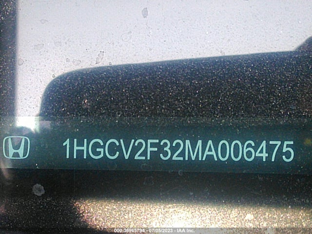 2021 HONDA ACCORD SEDAN SPORT VIN: 1HGCV2F32MA006475