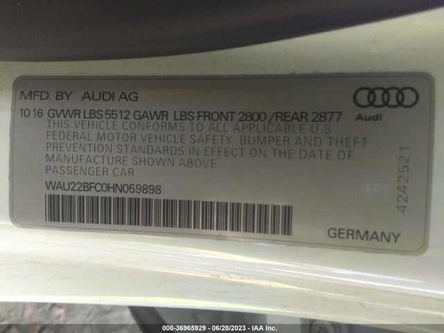 WAU22BFC0HN059898 Audi A7 Prestige