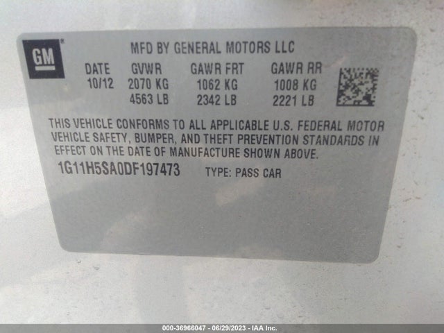 2013 CHEVROLET MALIBU LTZ VIN: 1G11H5SA0DF197473