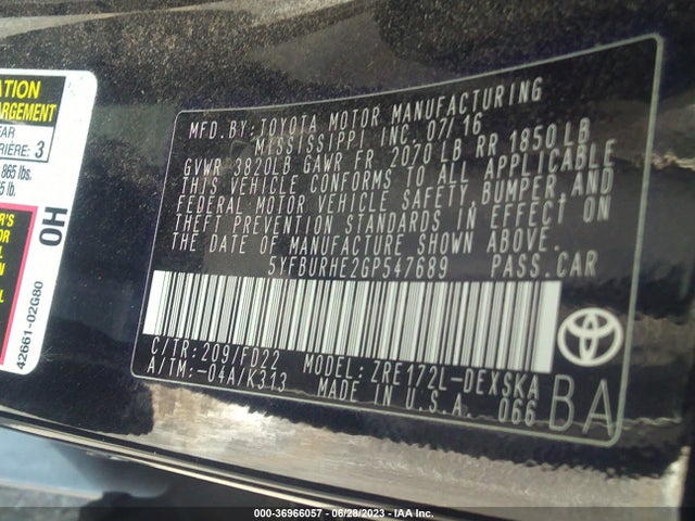 Toyota Corolla L/le/s/s Plus/le Plus 2016 5YFBURHE2GP547689 Image 9