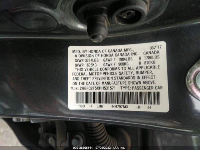 Honda Civic Sedan Lx 2017 2HGFC2F5XHH531571 Image 9