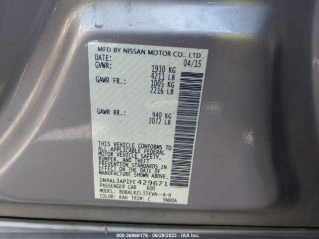 1N4AL3AP1FC429671 Nissan Altima 2.5 Sl