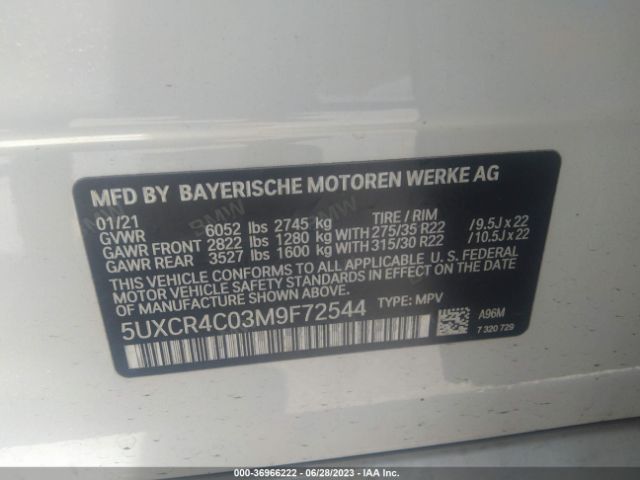 5UXCR4C03M9F72544 BMW X5 Sdrive40i